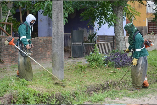 Para ello, intervinieron cerca de 25 trabajadores municipales que contaron con rastrillos, carretillas y desmalezadoras.